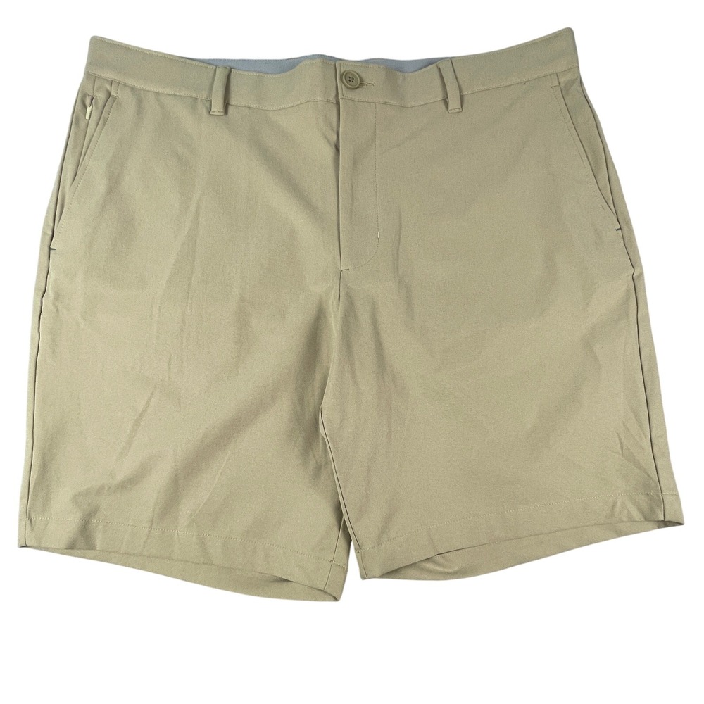 Tommy Bahama Shorts Mens 40 Tan Khaki Boracay Performance Flat Front 9 Inseam